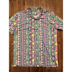 Chubbies The Neon Lights Polo Shirt Mens M Geometric Retro Pattern Short Sleeve